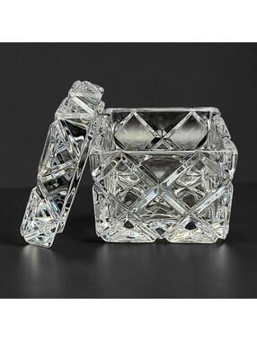 Mikasa Lead Crystal Covered Trinket Box with Lid Diamond Cut Crystal Jewelry Box